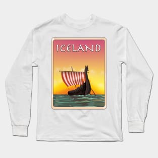 Iceland Viking Ship Long Sleeve T-Shirt